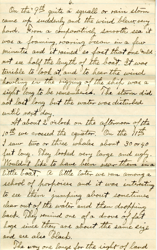 Handwritten 8 page letter from Lawrence Bruner to Psyche Bruner, "Since Mamma does not lile long letters I guess that I will write the long ones to you and Helen..."