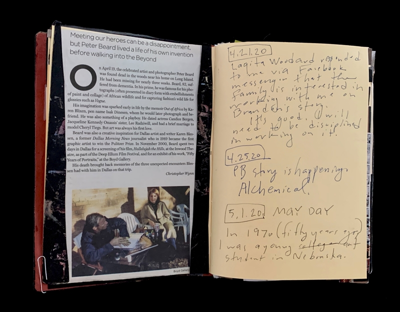 A page from a scrapbook or journal featuring a photograph and handwritten notes.