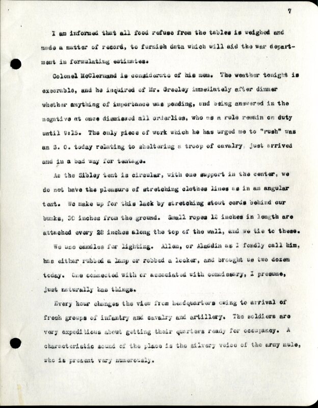 Frank H. Shoemaker typescript, 28 pages, titled "At Fort Riley, Kansas" on activities at Fort Riley between Oct. 12-29, 1903.
