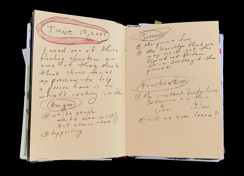 A handwritten journal entry dated June 10, 2020, discussing emotions and societal issues.