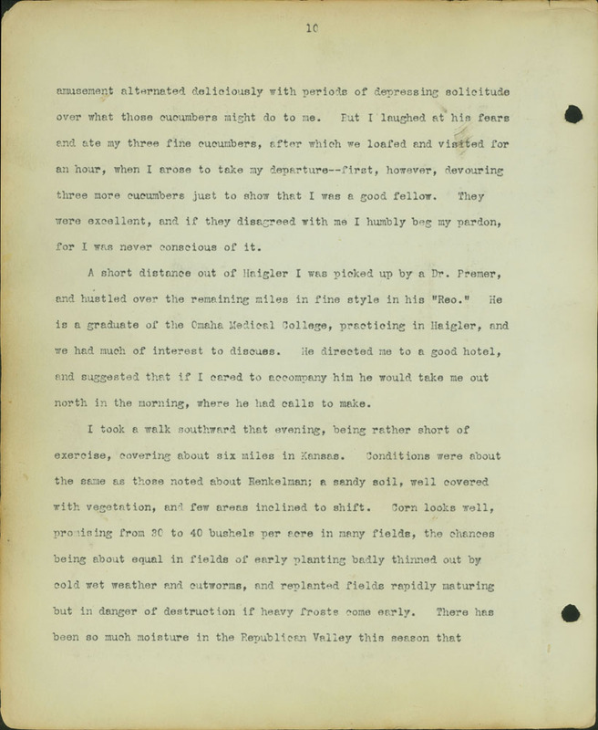 Frank Shoemaker Narratives, Dundy, Hitchcock, Redwillow, Furnas Counties, 1912