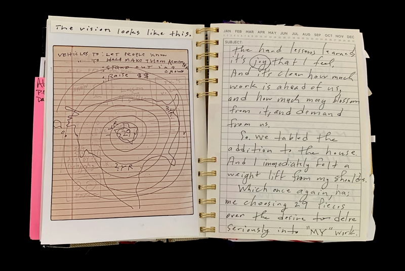 A handwritten page with a sketch and a reflective text entry.