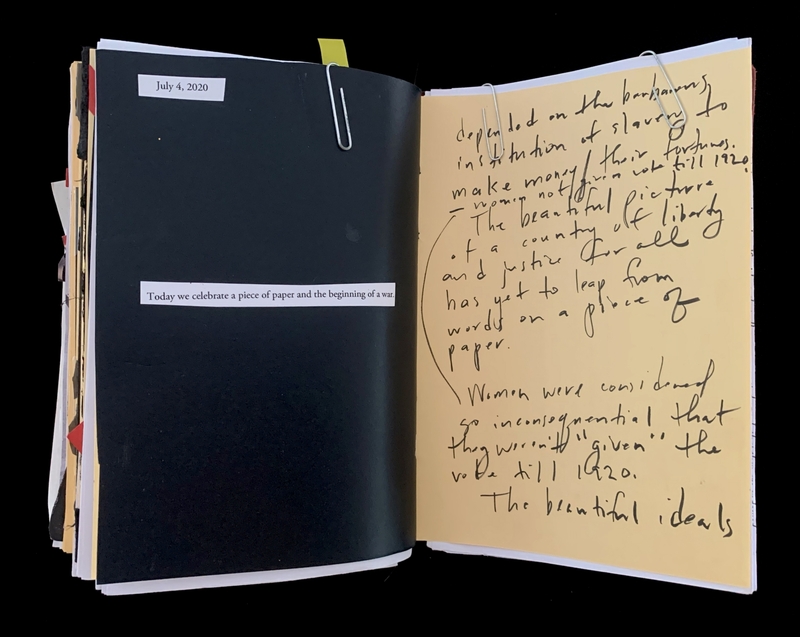 A handwritten journal entry dated July 4, 2020, reflecting on historical inequalities and the significance of the 19th Amendment.