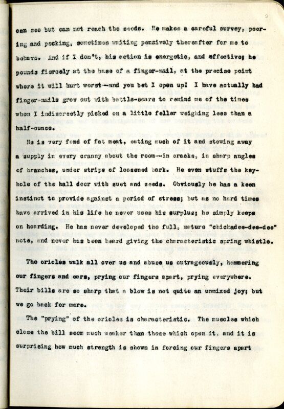 Frank H. Shoemaker typescript, 23 pages, on the bird-room in Omaha home