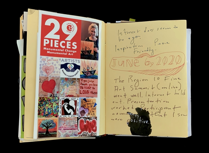 A journal entry from June 6, 2020, featuring a collage of art pieces and handwritten notes.