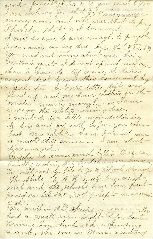Handwritten 4 page letter from Marcia Bruner to Lawrence Bruner, "It was nearly three weeks the last time…"
