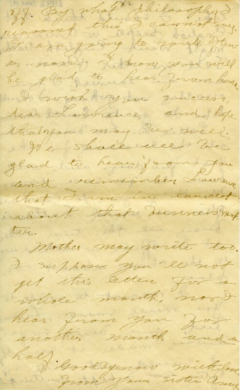Handwritten 18 page letter from Amy Bruner to Lawrence Bruner, "Did you think I was never going to write…"