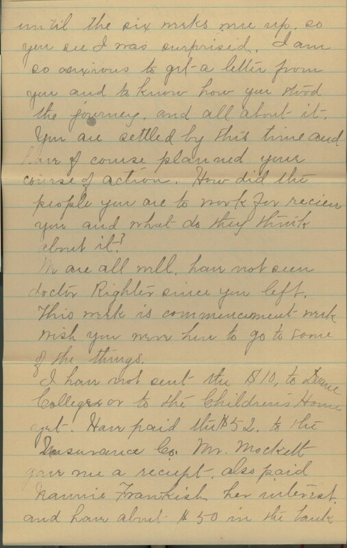 Handwritten 4 page letter from Marcia Bruner to Lawrence Bruner, "Well it has been two weeks since…"
