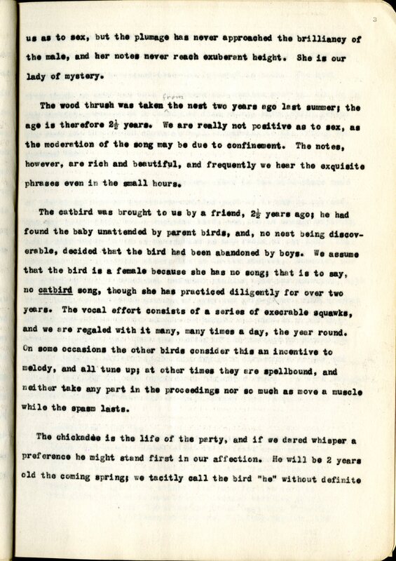 Frank H. Shoemaker typescript, 23 pages, on the bird-room in Omaha home