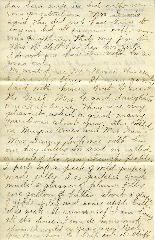 Handwritten 6 page letter from Marcia Bruner to Lawrence Bruner, "I did not go to church today..."