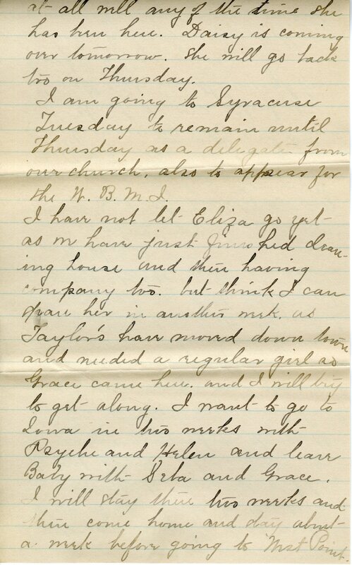 Handwritten 6 page letter from Marcia Bruner to Lawrence Bruner, "I will try to write every Sunday as not to..."