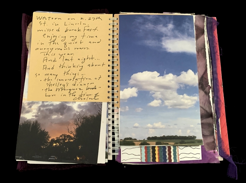 A journal page featuring handwritten notes and two scenic photographs.