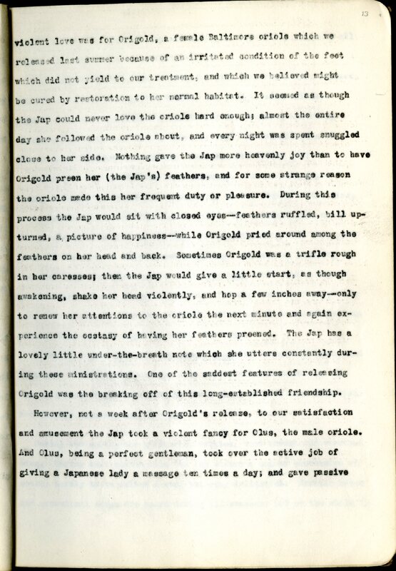 Frank H. Shoemaker typescript, 23 pages, on the bird-room in Omaha home