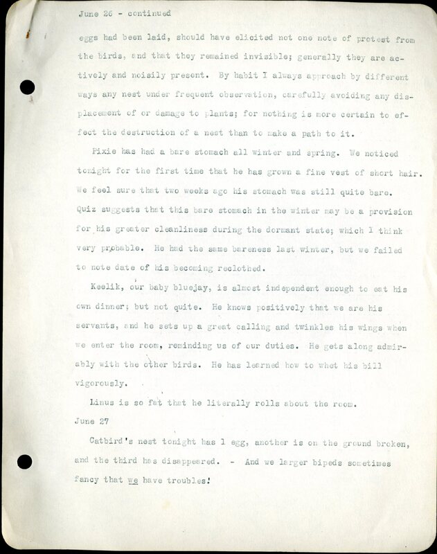 Frank H. Shoemaker typescript, 46 pages, detailing bird sightings, field trips, photography, and associated activities in Omaha, Nebraska.