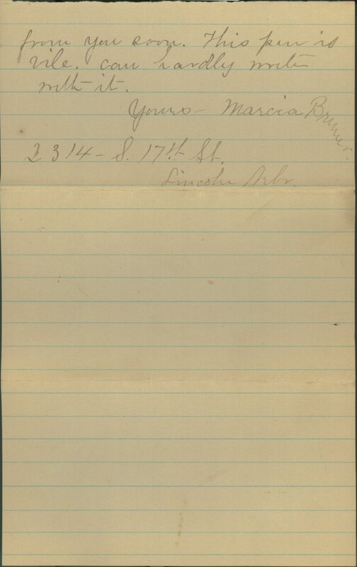 Handwritten 6 page letter from Marcia Bruner to Lawrence Bruner, "Who would have thought…"
