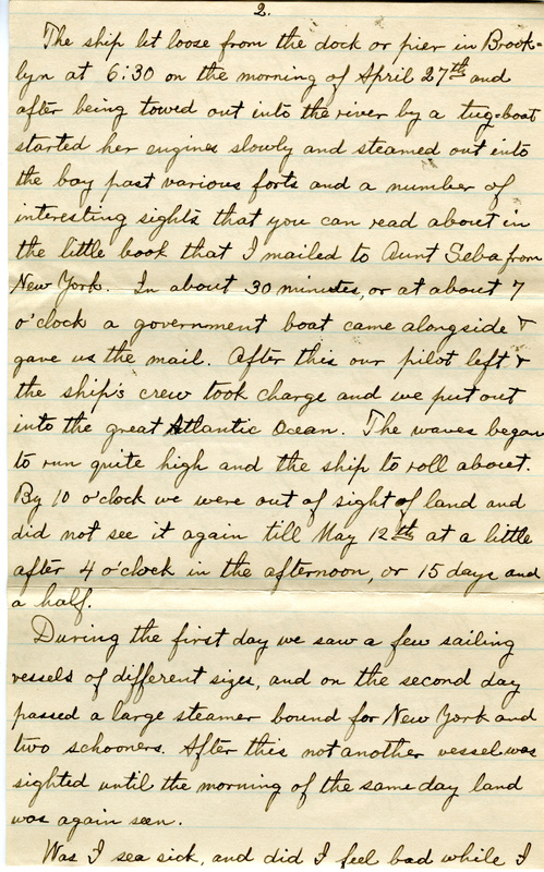 Handwritten 8 page letter from Lawrence Bruner to Psyche Bruner, "Since Mamma does not lile long letters I guess that I will write the long ones to you and Helen..."