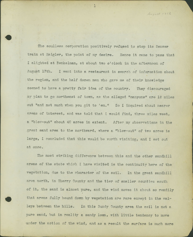 Frank Shoemaker Narratives, Dundy, Hitchcock, Redwillow, Furnas Counties, 1912