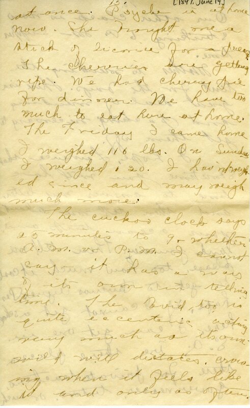Handwritten 18 page letter from Amy Bruner to Lawrence Bruner, "Did you think I was never going to write…"