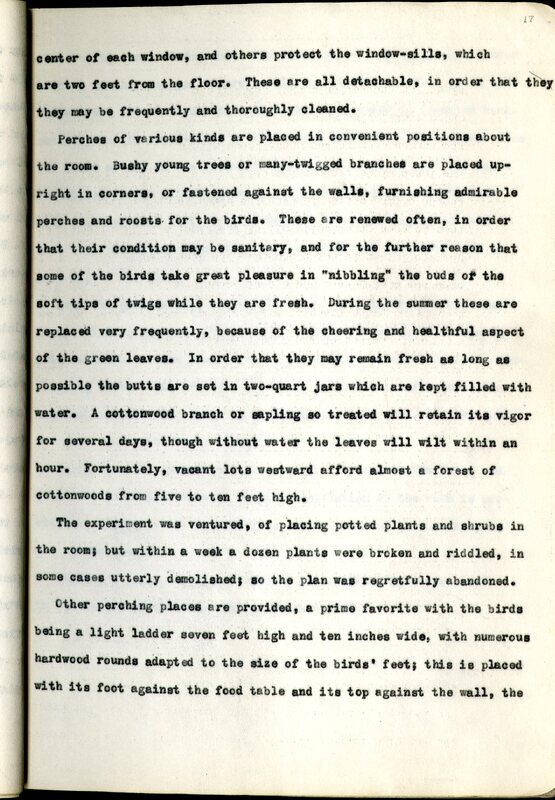 Frank H. Shoemaker typescript, 23 pages, on the bird-room in Omaha home