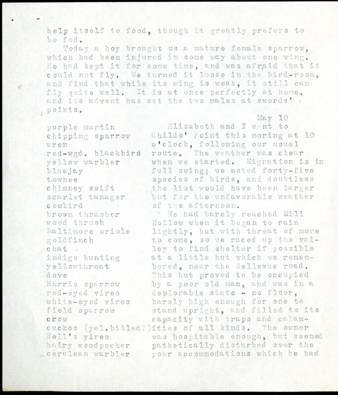 Frank H. Shoemaker typescript, 20 pages, detailing bird sightings, field trips, photography, and associated activities in Omaha, Nebraska.