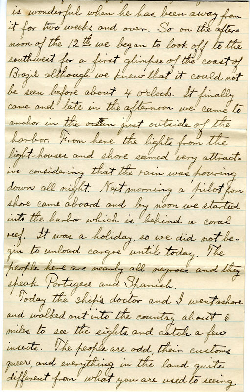 Handwritten 8 page letter from Lawrence Bruner to Psyche Bruner, "Since Mamma does not lile long letters I guess that I will write the long ones to you and Helen..."
