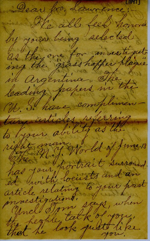 Handwritten 2 page letter from Edgar Bruner to Lawrence Bruner, "We all feel honored by you being selected…"