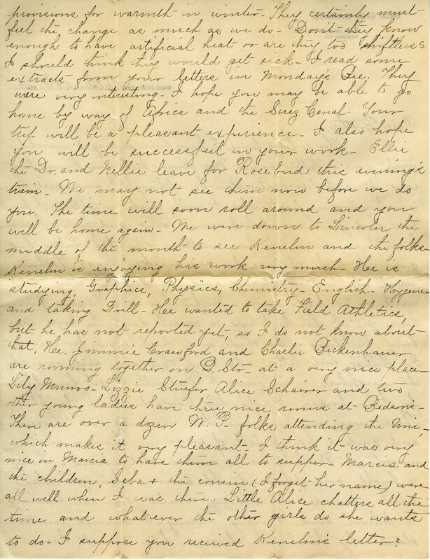 Handwritten 4 page letter from Ida M. King to Lawrence Bruner, "For a long time I have been saying I would write you…"