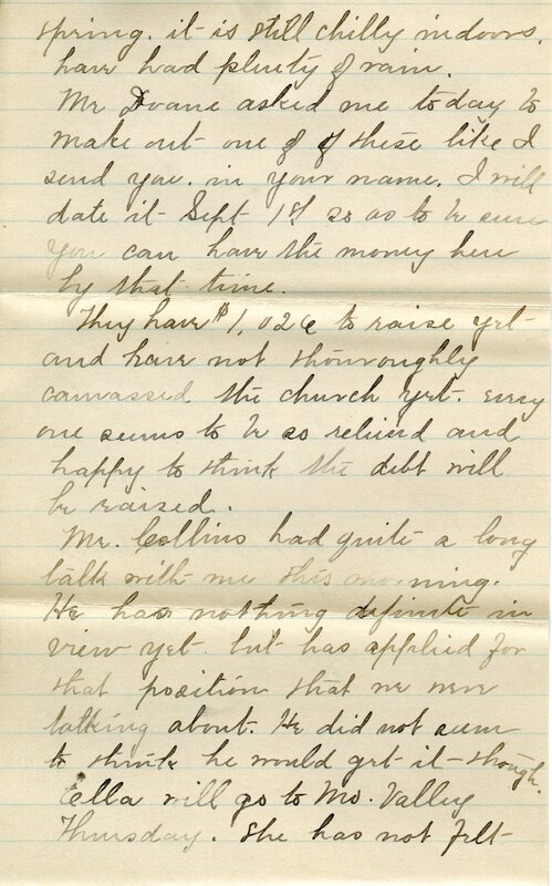 Handwritten 6 page letter from Marcia Bruner to Lawrence Bruner, "I will try to write every Sunday as not to..."