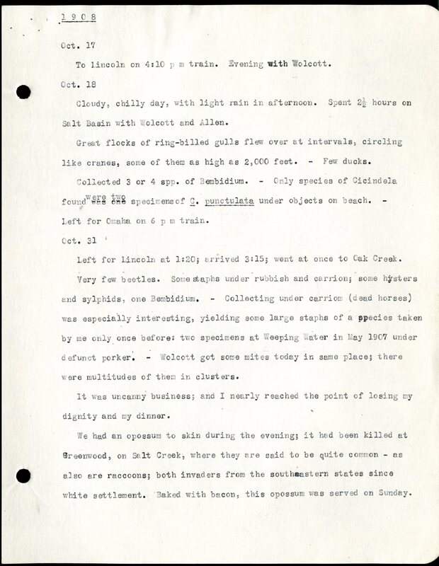 Frank H. Shoemaker typescript, 12 pages, on collecting trips along the west coast and in Omaha and Lincoln, Nebraska,  in Califorina, Idaho, Oregon,  and Arizona.