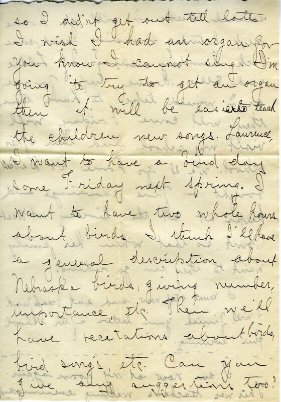 Handwritten 10 page letter from Amy Bruner to Lawrence Bruner, "You see by the heading that I am at Wisner…"