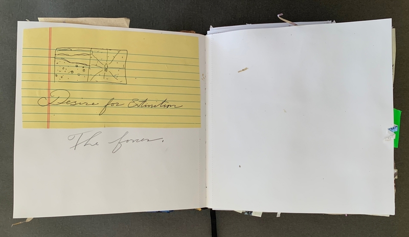 A journal page with a hand-drawn sketch and handwritten text.