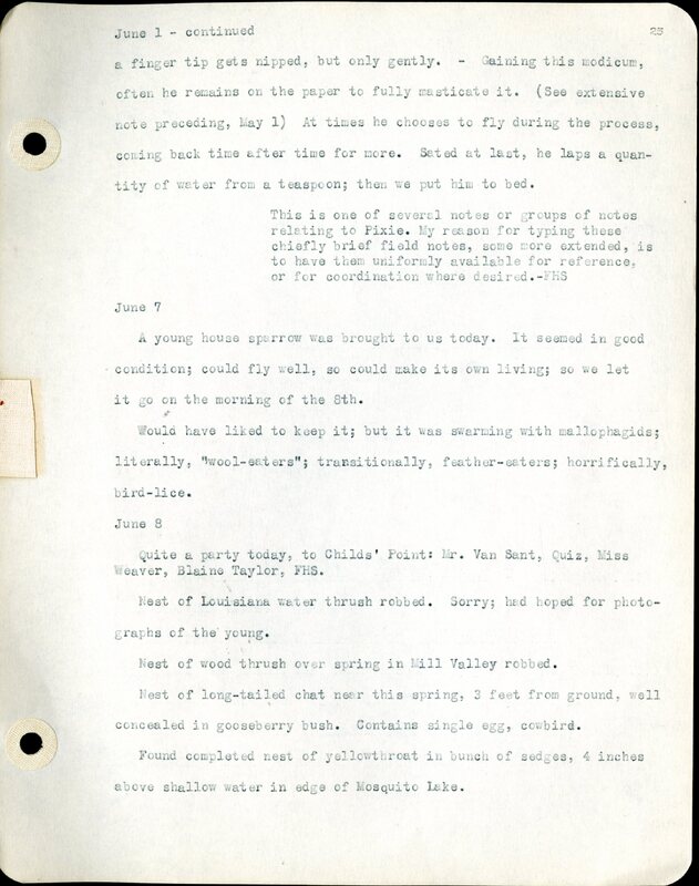 Frank H. Shoemaker typescript, 46 pages, detailing bird sightings, field trips, photography, and associated activities in Omaha, Nebraska.