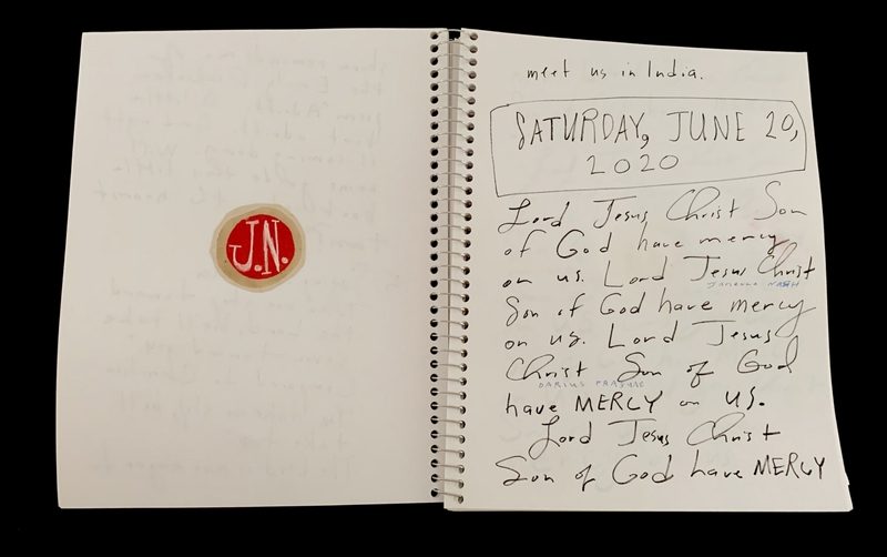 A handwritten note dated Saturday, June 29, 2020, with a red circular stamp and religious text.