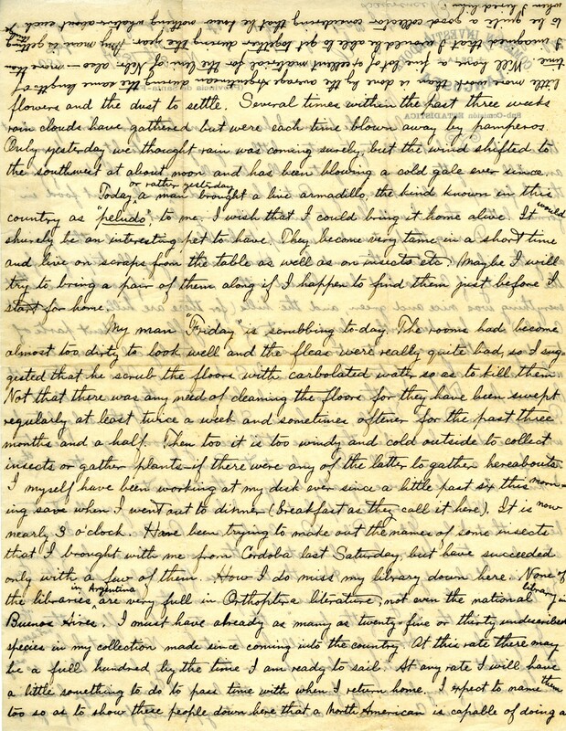 Handwritten 2 page letter from Lawrence Bruner to Marcia Bruner, "At to the present I have had no letter from home for about three weeks now..."