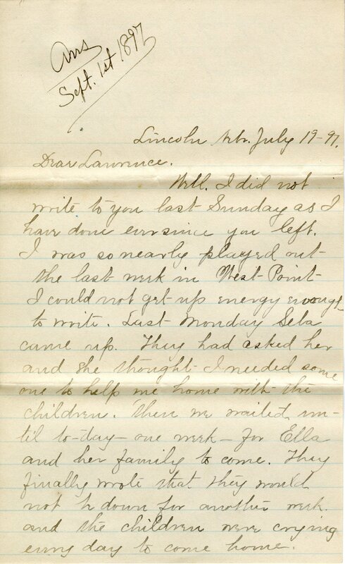 Handwritten 8 page letter from Marcia Bruner to Lawrence Bruner, "Well, I did not write to you last…"