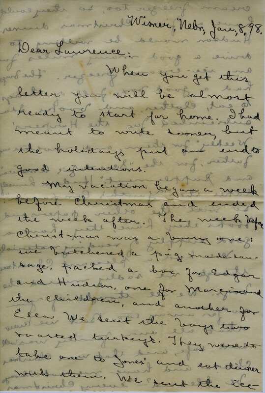 Handwritten 8 page letter from Amy Bruner to Lawrence Bruner, "When you get this letter you will be almost…"