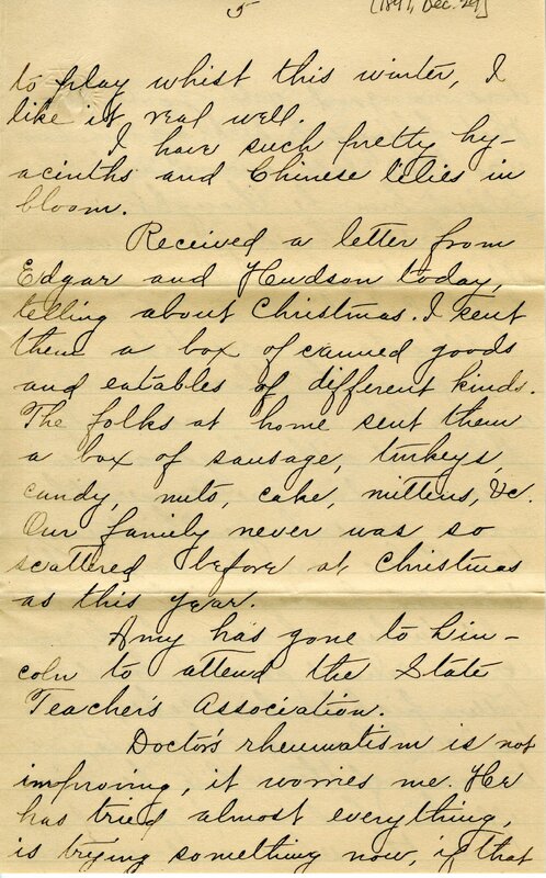 Handwritten 8 page letter from Ella Bruner to Lawrence Bruner, "I have been wanting to write to you for a long time…"