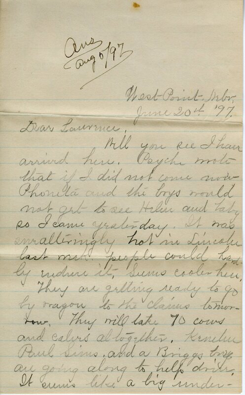 Handwritten 3 page letter from Marcia Bruner, "Well you see I have arrived here…"