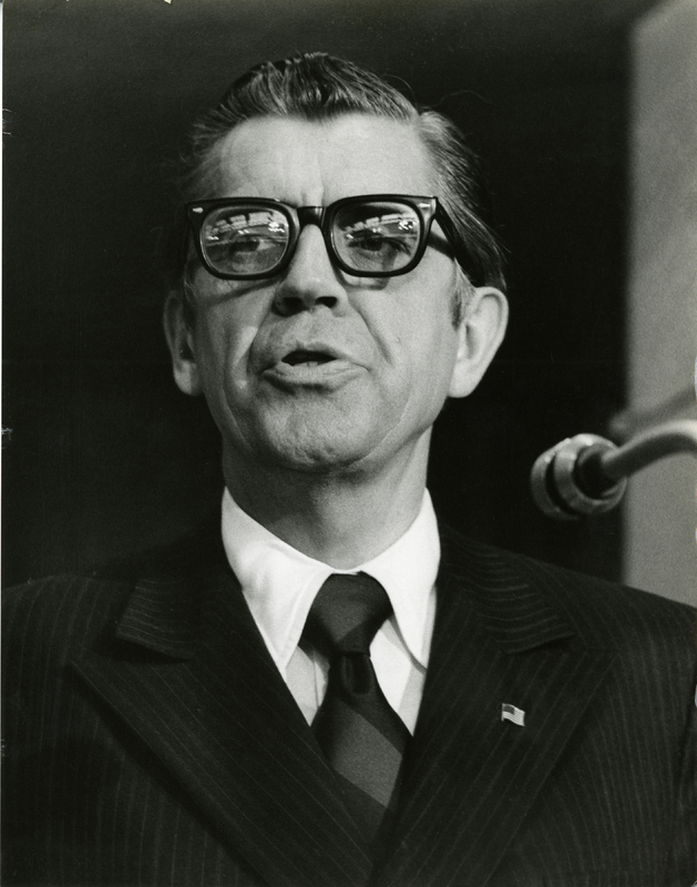 Clifford Hardin giving a speech.