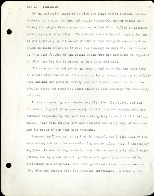 Frank H. Shoemaker typescript, 32 pages, detailing bird sightings, field trips, photography, and associated activities in Omaha, Nebraska.