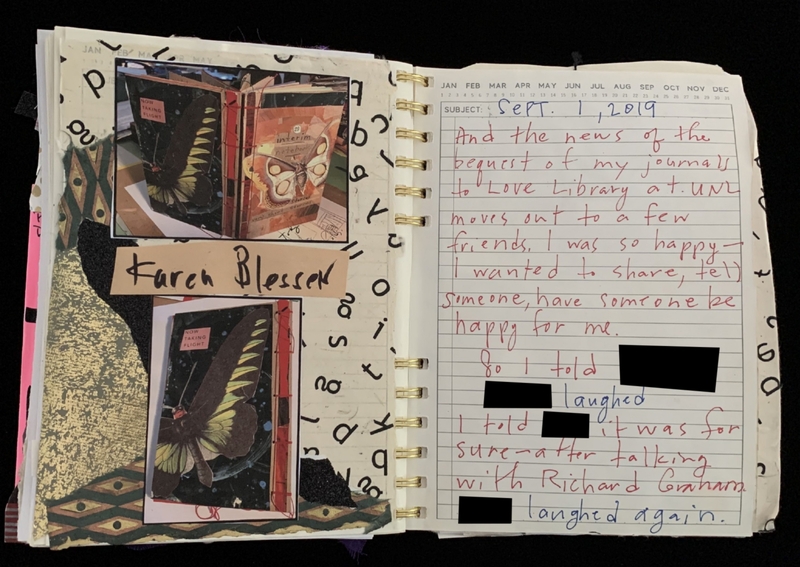 A journal entry dated September 1, 2019, featuring a collage of butterfly images and handwritten notes.