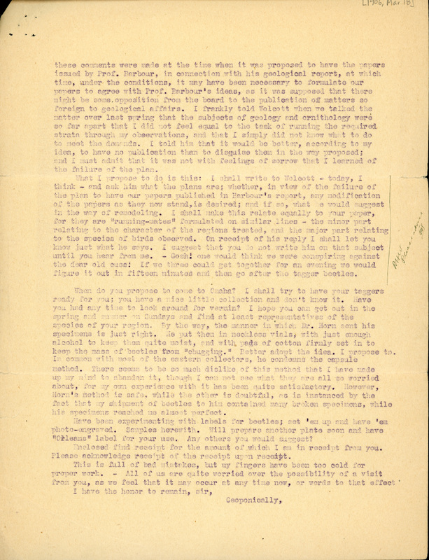 Typewritten letter, 4 pages, from Frank H. Shoemaker to I.S. [Isador] Trostler, "It snows cries the school-boy, and driving o'er the fields seems nowhere to alight says Emerson; then issues forth the storm with sudden burst and hurls the whole precipitated air down in a torrent says Thomson..."