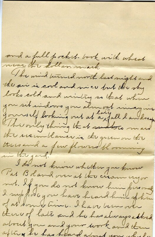 Handwritten 5 page letter from B. King to Lawrence Bruner, "It seems so strange to be writing a letter to you…"