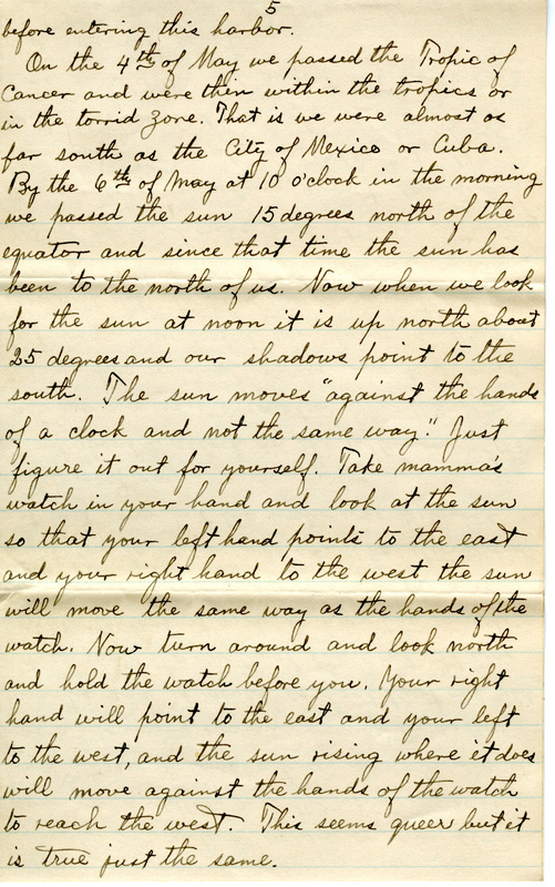 Handwritten 8 page letter from Lawrence Bruner to Psyche Bruner, "Since Mamma does not lile long letters I guess that I will write the long ones to you and Helen..."