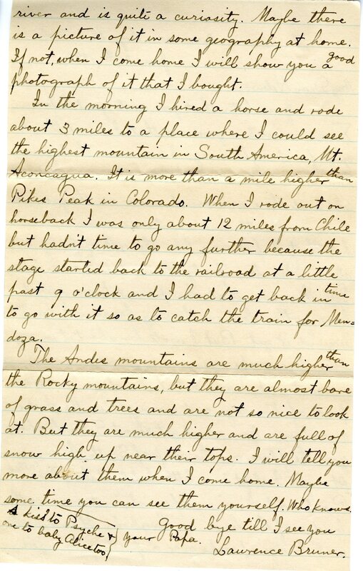 Handwritten 2 page letter from Lawrence Bruner to Helen Bruner, "Your letter that you wrote just before Xmas is such a good one that…"
