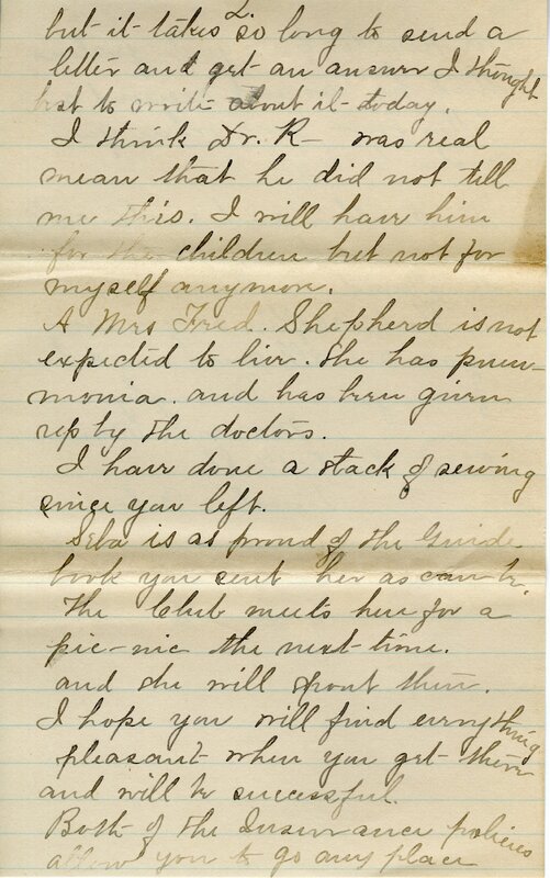 Handwritten 6 page letter from Marcia Bruner to Lawrence Bruner, "I will try to write every Sunday as not to..."