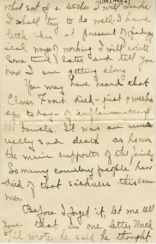 Handwritten 8 page letter from Amy Bruner to Lawrence Bruner, "Although you are so far away when I write…"