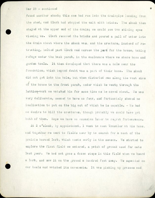 Frank H. Shoemaker typescript, 32 pages, detailing bird sightings, field trips, photography, and associated activities in Omaha, Nebraska.