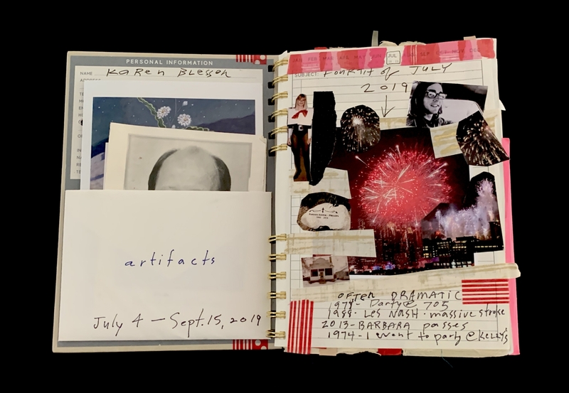 A scrapbook page featuring personal information, photographs, and handwritten notes related to July 4, 2019.
