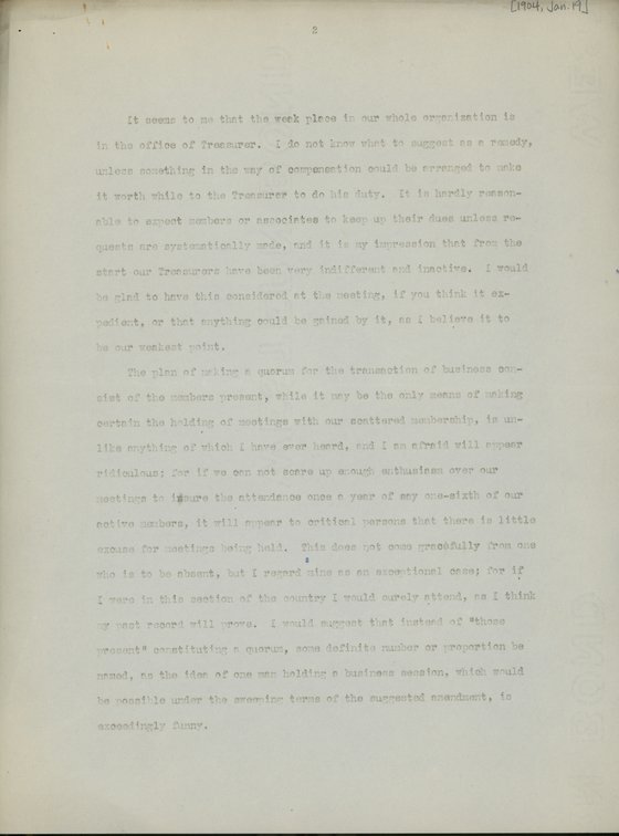 Typewritten letter, 3 pages, from Robert H. Wolcott to Frank H. Shoemaker, "If present plans are carried out, I shall be somewhere on the Pacific Coast by January 30th; if matters are deferred for any reason, the probability is that the date named will find me too busy getting ready for the business of the trip to attend the annual meeting."